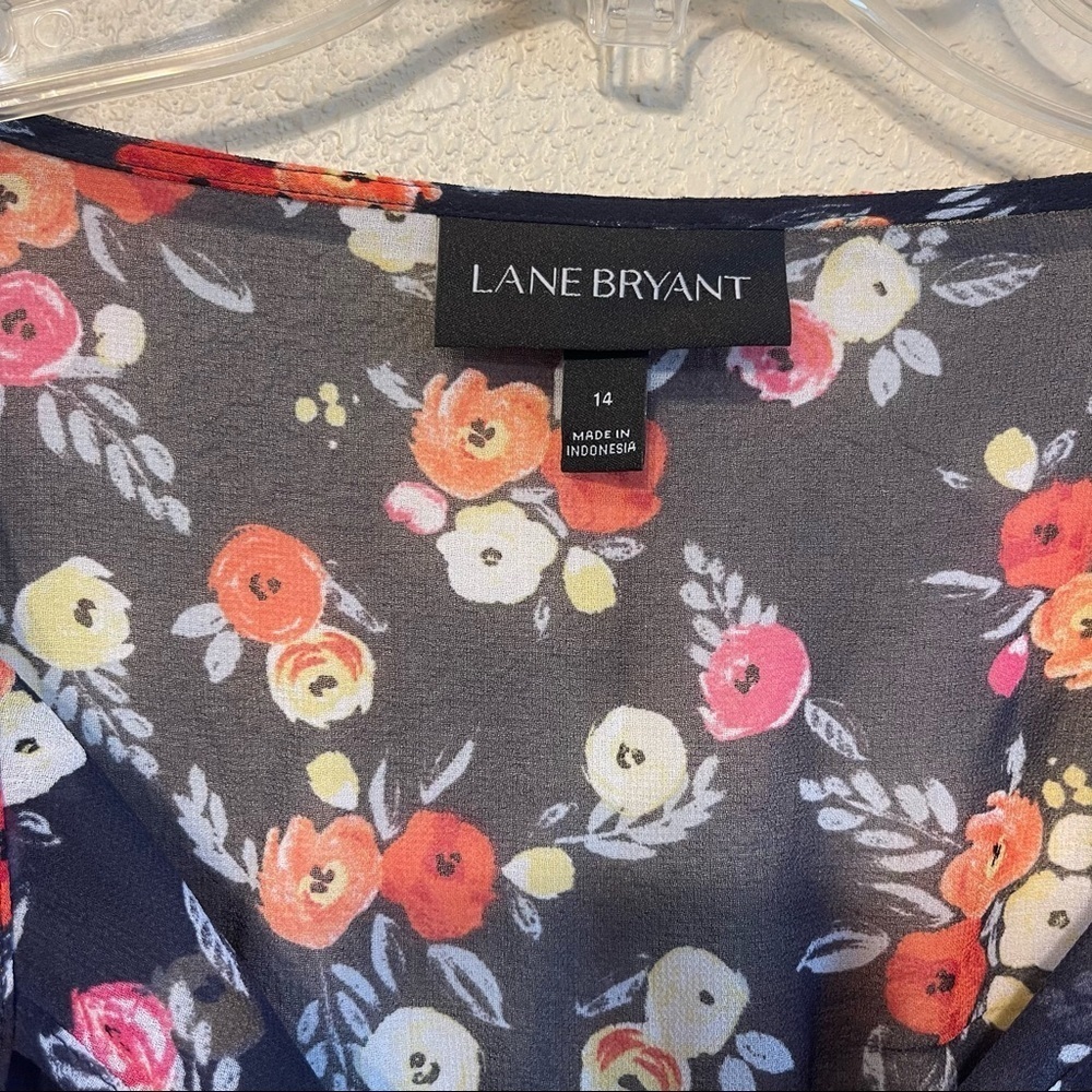 Lane Bryant Floral Print Long Sleeve Chiffon Tunic Top Blouse Women's 14 - Picture 7 of 8